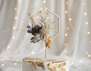 Cake Topper - Wooden Hexagon 13cm